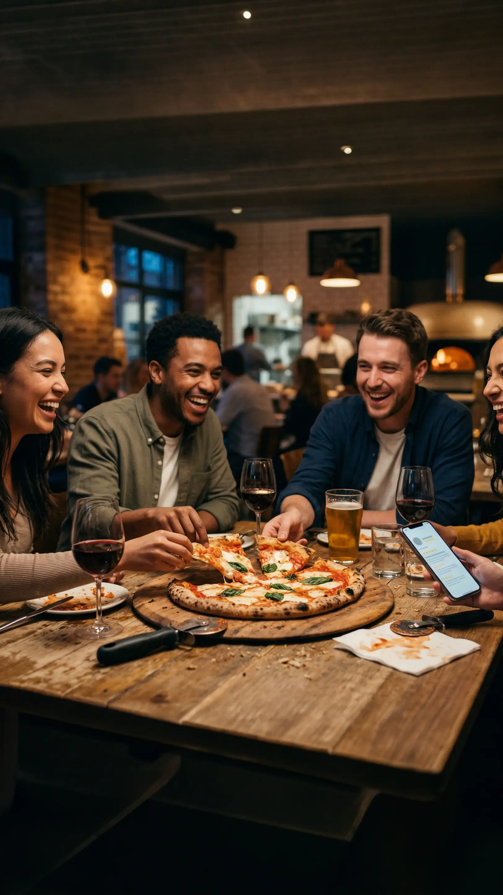 Small business owner using GrateUp on a phone to publish a social media post